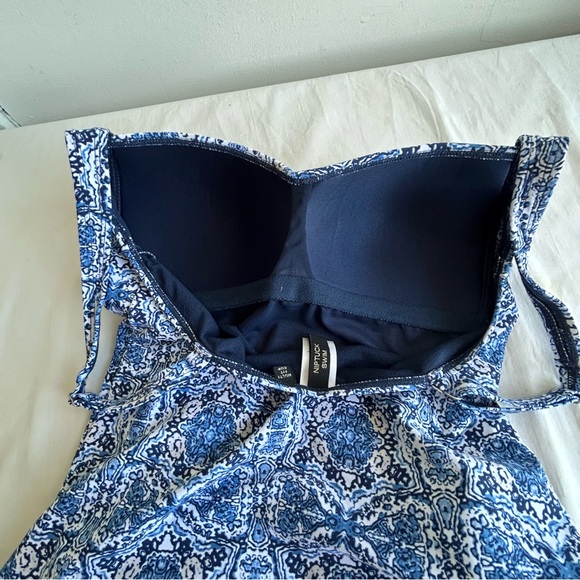 Nip Tuck Blue & White Print Tankini Swim Top - Picture 11 of 11